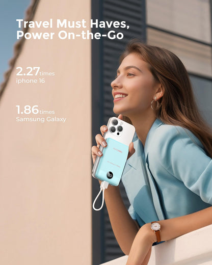 VEEKTOMX 10000mAh Mini Power Bank, 22.5W Fast Charger for iPhone Android