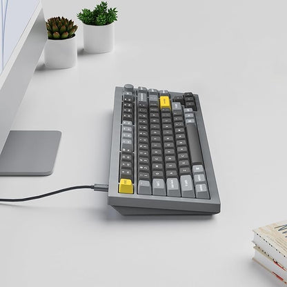 Keychron Q1 RGB Wired Custom Mechanical Keyboard Knob Version, 75% Layout QMK/VIA Programmable with Hot-swappable Gateron G Pro Blue Switch Double Gasket Compatible with Mac Windows Linux (Grey)