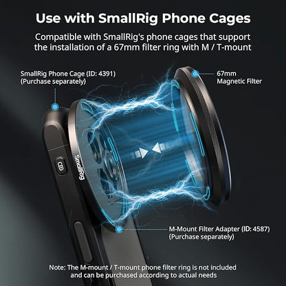 SmallRig 5-in-1 Magnetic 67mm Lens Filter Kit: VND + CPL + Black Mist 1/4 + Threaded Adapter Ring + Magnetic Lens Cover + Storage Bag + Cleaning Cloth, Magnetic Filter Set for Phone Camera Lens - 4726