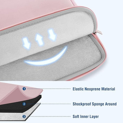 MOSISO Laptop Case 15 inch, 15 inch Laptop Sleeve Bag Compatible with MacBook Air 15 M4 A3241 M3 A3114 M2 A2941 2025 2024 2023, Dell XPS 15, Neoprene Computer Sleeve Bag with Small Case, Baby Pink