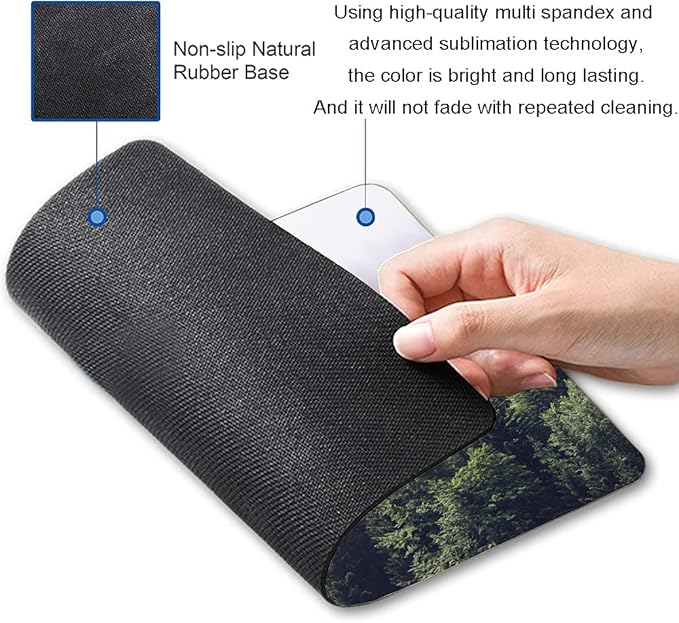 Misty Forest Mouse Pad, Natural Landscape Mouse Pad Custom Design, Square Waterproof Mouse Pad Non-Slip Rubber Base MousePads for Office Laptop, 9.5x7.9x0.12 in Inch