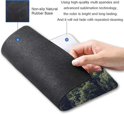 Misty Forest Mouse Pad, Natural Landscape Mouse Pad Custom Design, Square Waterproof Mouse Pad Non-Slip Rubber Base MousePads for Office Laptop, 9.5x7.9x0.12 in Inch