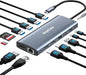 14 in 1 Triple 4K Display USB C Docking Station, Single DisplayPort Up to 8K@30Hz/ 4K@144Hz/ 4k@120Hz, USB C Hub Multiport Adapter Dongle with 2 HDMI, 7 USB Ports, 100W PD, Ethernet, Audio