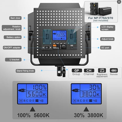Pixel K80 Bi Color Photography Lighting with Remote, 2-Pack 45W 3200K-5600K Dimmable LED Video Light, Panel Light for Studio/Gaming/Streaming/YouTube/Videography/Film/Video Recording