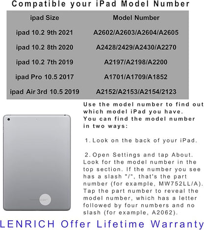 Keyboard case for iPad 9th Generation 10.2 inch 2021/ 8th Gen 2020/7th 2019/iPad air 3rd/iPad pro 10.5 2017, Multi Touchpad 360 Swivel Light Thin Cover Backlight
