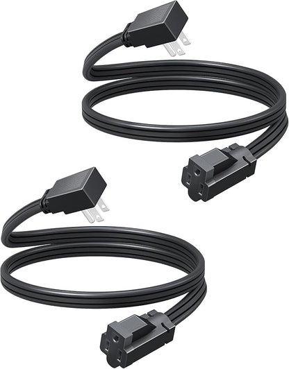 DEWENWILS Heavy Duty 3FT Extension Cord with 3-Prong Flat Plug, 15A/1875W 14/3 SPT-3 Flat Wire, Space Saving for Home Office Appliances & Electronics, ETL Listed, 2 Pack, Black