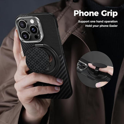 BENKS ArmorPop Magnetic Phone Grip & Stand for MagSafe, 360° Rotation Adjustable Phone Ring Holder for iPhone 17/16/15/14/13/12 Series, Durable Kevlar Design