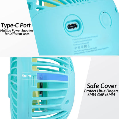 Portable Stroller Fan Personal rechargeable USB Fans With 5200mAh 3 Speeds Battery Small Baby Car Seat Mini Handheld Clip On Fan for Pram Crib Bike Treadmill Outdoor Camping Travel and Student Desk