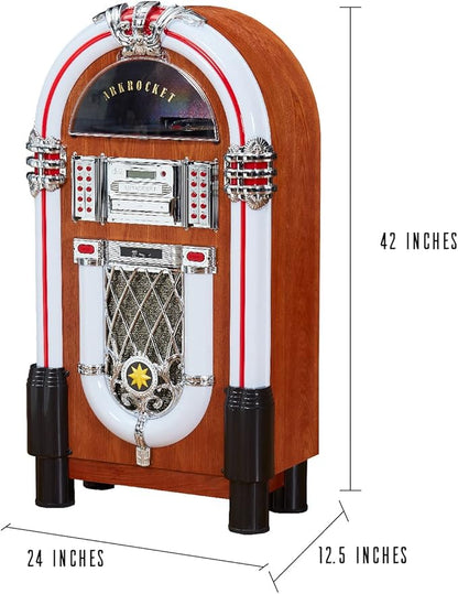 Arkrocket Taurus II Mid-Size Jukebox Entertainment Center Bluetooth Vinyl Record Player Turntable CD Player Radio SD USB Player (Maple)…