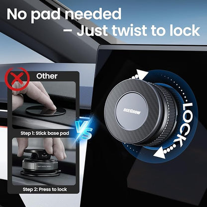 Car Phone Holder for Magsafe [96LBS Ultra Vacuum Suction+2800gf Ultra Magnetic] Car Phone Mount 360° Adjustable, Phone Holders for Your Car for iPhone 16 Pro Max 15 14 13 12 Plus (Carbon Fiber)