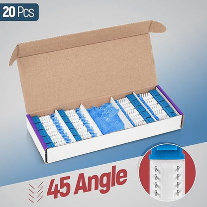 Everest 45° Angled RJ45 Cat5e Keystone Jacks 20-Pack in Blue - Slim Profile Female RJ45 Connectors - Cat 5e Keystone Jack - Compatible with 45° Angled Speed Termination Tool - 45Term (B0BL3GS7ZY)