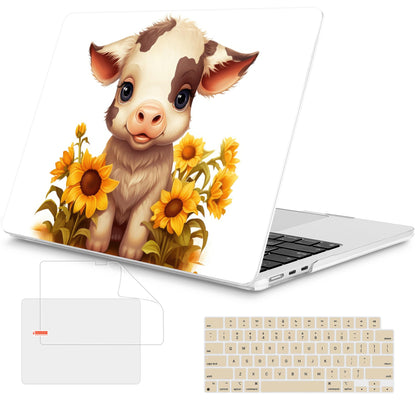 Mektron Case for 2026 MacBook Air 15 INCH M5 A3448 Compatible with M4 A3241 /M3 A3114 /M2 A2941 Printed Plastic Hard Shell Cover with 15.3" Liquid Retina Display Touch ID- Cute Cow