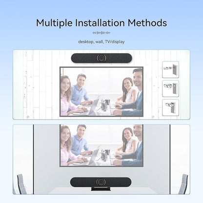 Retekess TC201 4K USB Video Conference Room Camera, AI Auto Fram, Speaker Tracking,120° Wide Angle, 5X Zoom,4 Noise-reducing Mic & 5W Speaker, for Small Meeting Rooms