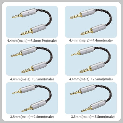 okcsc 4.4MM Male to 3.5MM Pro Male Ultra Short Hifil Male to Male AUX Audio Cable OFC Pair Recording Cable Wire-Breakage-Prevention Design Adoption of 8-Core Braided Structure 5.82 inch