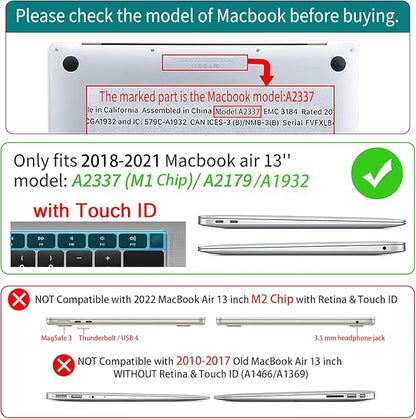 Teryeefi for MacBook Air 13 inch Case Release 2018 2019 2020, Fits Model A2337 M1 Chip, Design Pattern Slim Cover+Keyboard Cover Compatible with 13.3 inch MacBook Air M1 Touch ID, Chrysanthemums