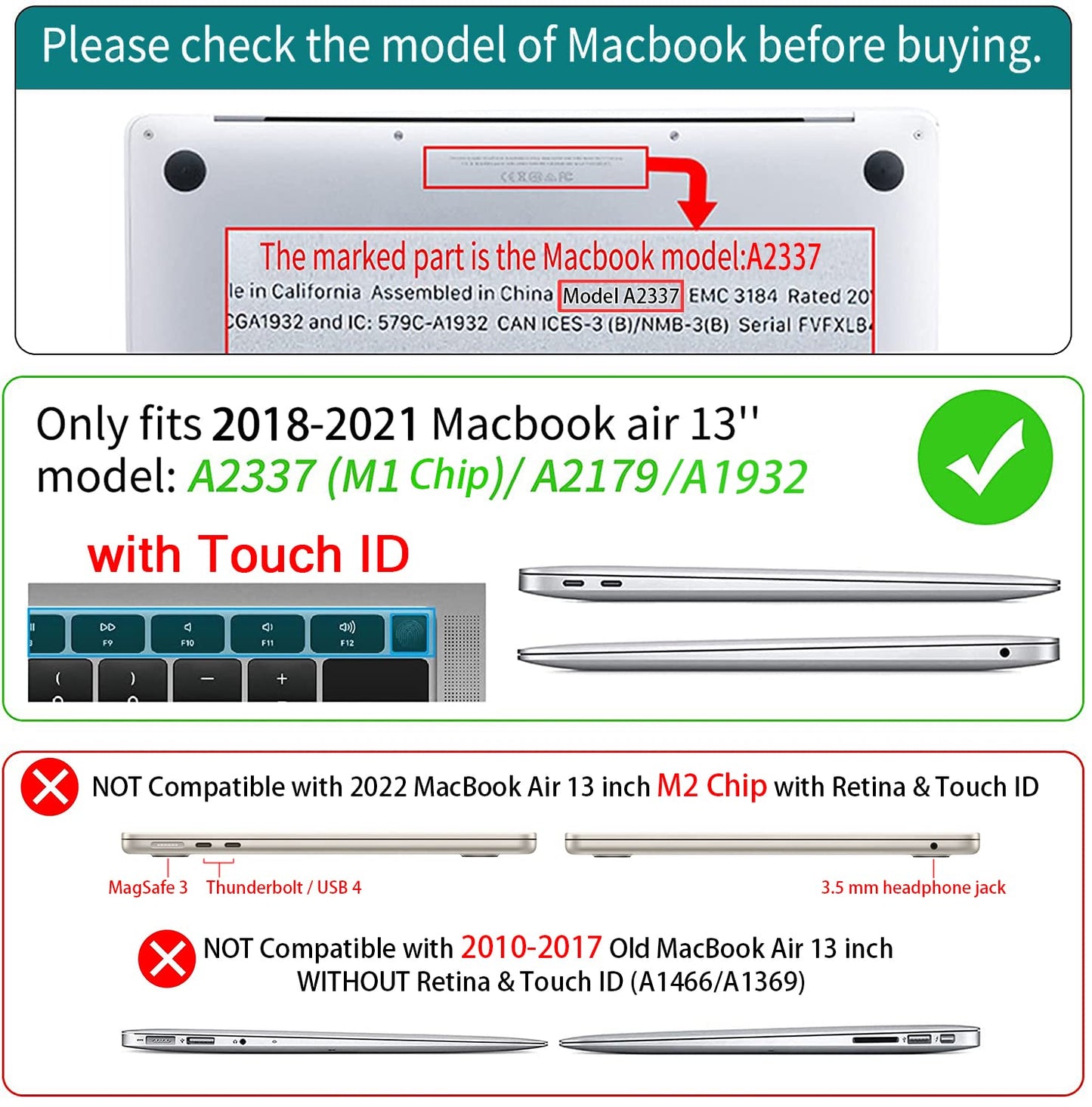 Teryeefi for MacBook Air 13 inch Case 2021 2020 2019 2018 Release (Model A2337 A2179 A1932 Retina Display with Touch ID), Plastic Hard Shell Case & Keyboard Cover for MacBook Air 13 M1, Gold Flowers