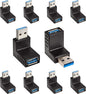 Cmple - [10 Pack 90 Degree USB 3.0 Male to Female Adapter Up Right Angle USB A Plug to Jack Connector Converter Extender for PC Laptop Hard Drive Keyboard Mouse Charger