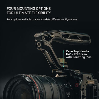Tilta Xeno Top Handle for Filmmakers & Cameras - Titanium Gray | Aluminum Alloy and Silicone Build | 1/4″-20 w/Locating Points | Safety Release Pin | Comfortable Handling (Cold Shoe)