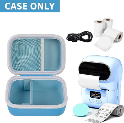 Case Compatible with Phomemo M110 Label Maker - Portable Mini Bluetooth Thermal Label Maker Carrying Storage Bag for Printer Labels, USB Cable and Accessories Black (Box Only)-Blue