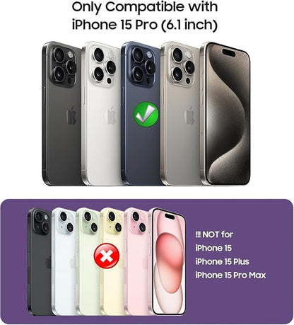 Magnetic for iPhone 15 Pro Case [Compatible with MagSafe][Built-in Camera Lens Protector] Slim Soft Silicone Bumper Shockproof Metallic Shine Phone Case (Gray)