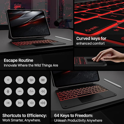 typecase Edge Keyboard Case for iPad Pro 11-inch(M4)2024,Magic Keyboard with 11 Colors Backlight for iPad Pro 11,Keyboard Case with Pencil Holder,Built-in Trackpad,Easy-Set Magnetic Stand,Carbon Fiber