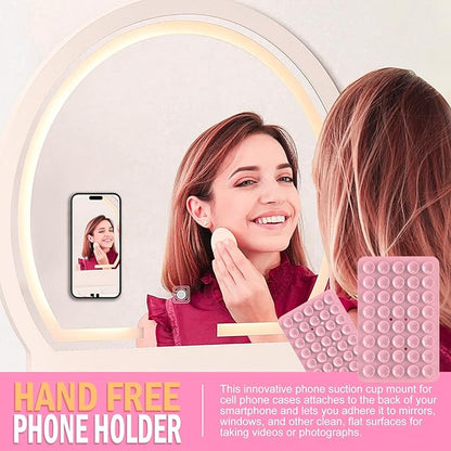 2PACK Silicone Double Sided Suction Phone Case Mount, Detachable Hands Free & Strong Grip Holder for Selfies & Videos, Compatible iPhone Android (Sand Pink, 2Pack 40 Suction Cups)