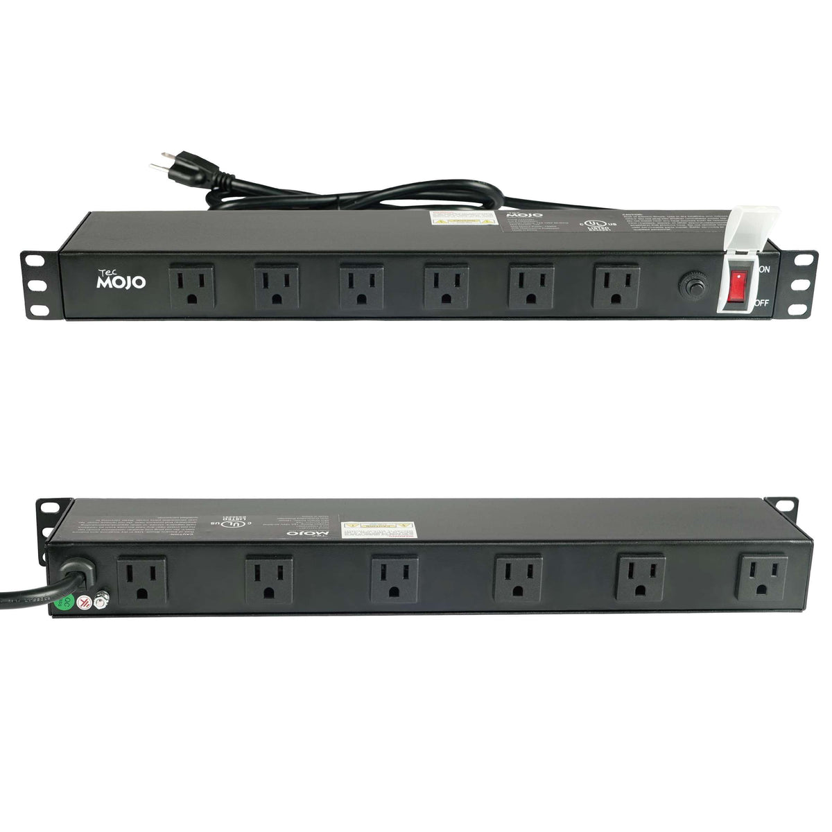 Tecmojo 1U Rack-Mount Horizontal 8-Outlet PDU, UL Listed PDU with Surge Protection LED Indicators 6ft Cord Power Distribution for IT and Network Server Racks(SKU# 13110801)