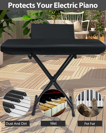 Stretchy Electric Piano Keyboard Covers - Waterproof Elastic Lock Music Keyboard Protector (61 Keys, Black)