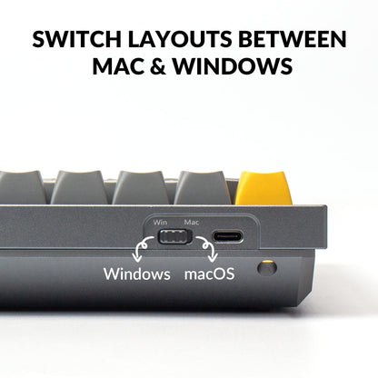 Keychron Q7 Wired Custom Mechanical Keyboard, 70% Layout QMK/VIA Programmable Macro with Hot-swappable Gateron G Pro Blue Switch Double Gasket Compatible with Mac Windows Linux (Grey)