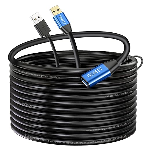GGMTY USB 2.0 Type A Male to A Female Active Repeater Extension Cable 30ft, High Speed 480 Mbps