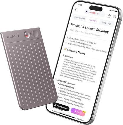 Plaud Note AI Voice Recorder Black with Black Case, App Control, Transcribe & Summarize with AI Technology, Support 112 Languages, 64GB Memory, Audio Recorder for Lectures, Meetings, Calls