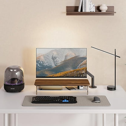 Fenge Acrylic Monitor Stand Riser, 23.6 Inches Monitor Stand with Metal Storage, 2 Tier Acrylic Computer Riser for Desk, Clear Laptop Stand for PC, Laptop, Printer, TV