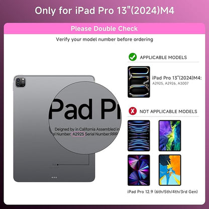 Transparent Case with Keyboard for 2024 iPad Pro 13 inch (M4), iPad Pro 13,7-Color Backlit,Magic Wireless Keyboard, 360°Rotating,Multi-Touch trackpad,Pencil Holder,with Shortcuts,Pink