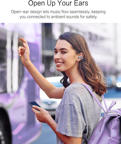 A50 Clip on Earbuds, Bluetooth 6.0 Wireless Open Ear Headphones w/5.3g Weightless Comfort,48H Playtime,3D Soundstage,Clear Call Mics,IPX5,Multipoint Connection,Fit for Workout Running Black