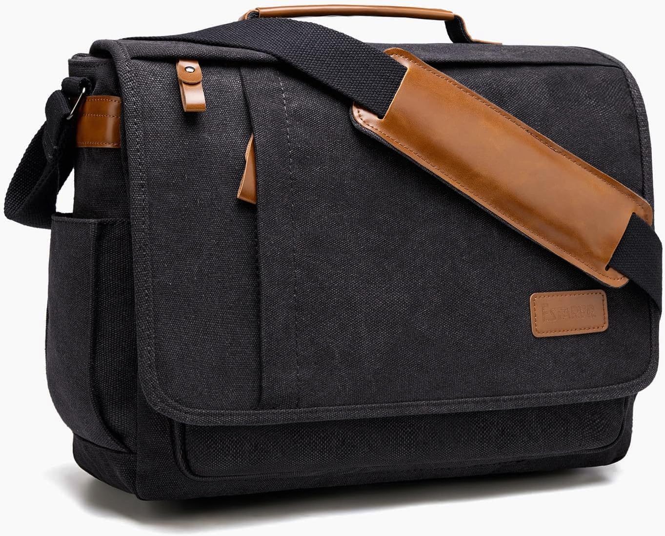 ESTARER 13-14 Inch Laptop Messenger Bag Water-Resistant Canvas Shoulder Bag for Business College, Grey