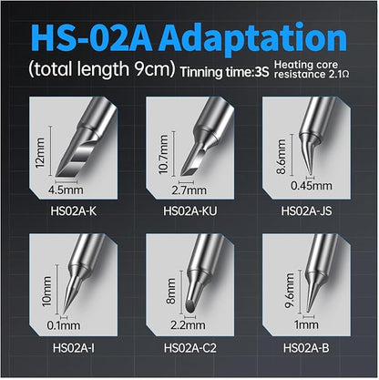 FNIRSI HS-02A 100W Portable Corded Soldering Iron Kit, 3S Fast Heating, 212-842℉, Pre-set 3 Groups Temperature, 6 F245 Soldering Tips, Smart Digital Soldering Iron Pen Tool for Electronics Repair