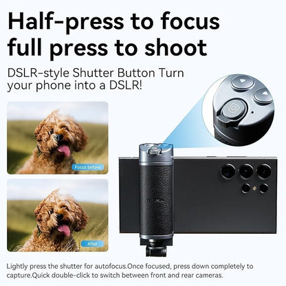 TELESIN° Smartphone Grip Selfie Stick, Bluetooth Mobile Phone Handle Holder, Mobile Phone Shutter Grip with Detachable Remote for One-Handed Control Compatible Samsung Android Video Shooting