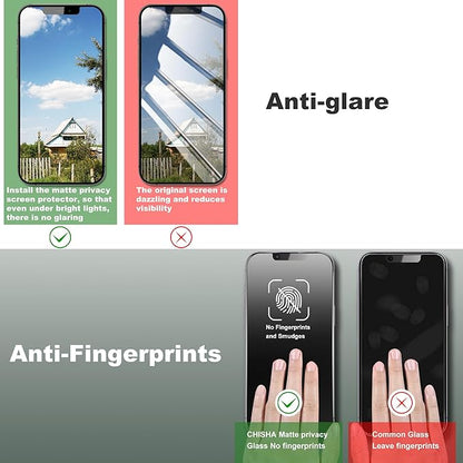 2 Pack Matte Privacy Screen Protector for iPhone 16e and iPhone 14 and iPhone 13 and iPhone 13 Pro 6.1-Inch Auto Dust Removal, No Bubbles,Anti-Spy Tempered Glass Film, Easy Installation
