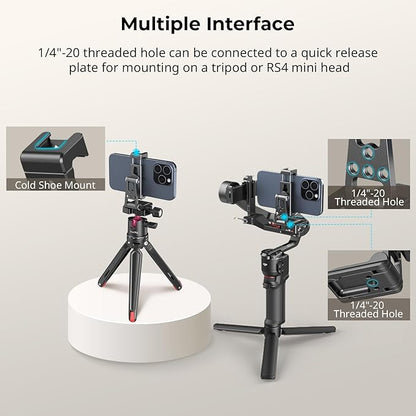 SmallRig Metal Phone Tripod Mount with Quick Release Adapter for Arca and Cold Shoes, Universal Cell Phone Stand for Desk, for DJI RS 3 mini Stabilizer, for iPhone - 4611
