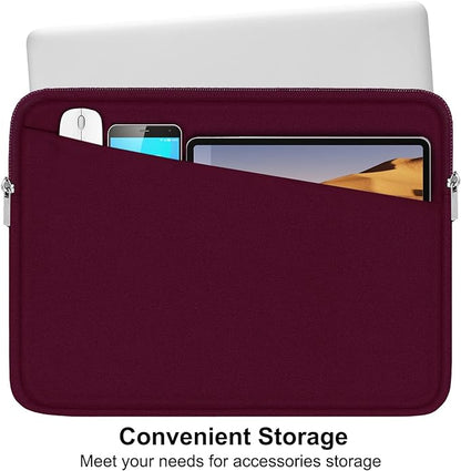 Laptop Sleeve 15.6 inch, Durable Computer Carrying Bag Protective Case Briefcase Handbag with Front Pocket, Slim Laptop Cover for 15.6 Inch HP, Dell, Lenovo, Asus, Notebook, Wine Red