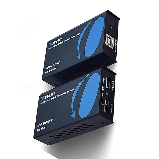 OREI USB 2.0 Over Ethernet Cat5e/6 Extender LAN Upto 330 Feet - Extends 2 Ports USB-A Signal Over LAN Ethernet - Power Over Cable for Long Distance Extension Supports All Operating System