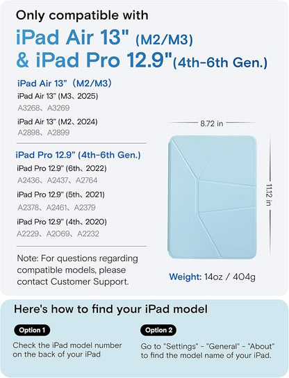 MOFT Dynamic Folio Case for iPad Air 13 Inch M3/M2 (2025/2024), iPad Pro 12.9 6th/5th/4th Gen, Silm Magnetic Stand Case with 20+ Viewing Angles, Auto Wake/Sleep, Soothing Mist x Misty Cove
