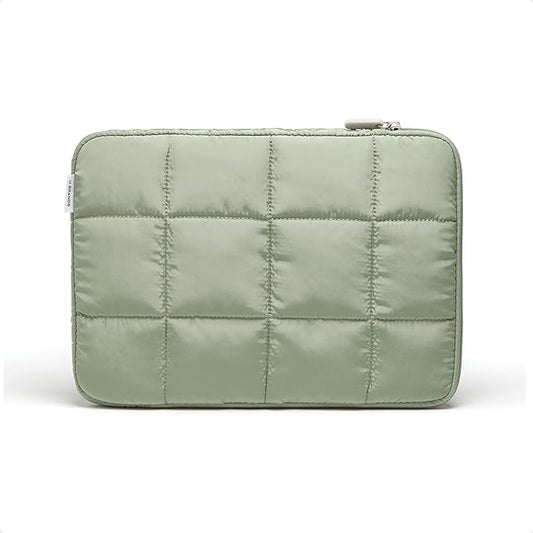 U Brands Nylon Puffer Zipping Medium Laptop Sleeve, 9.75" x 13", Computer Accessories, Laptop Bag for MacBook Pro, MacBook Air, Chromebook, HP Computer, Matcha Green