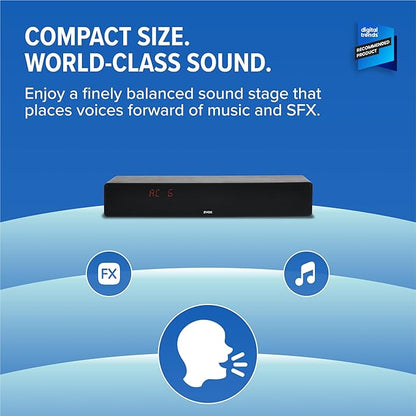 ZVOX Dialogue Clarifying Sound Bar - Patented Hearing Technology, AccuVoice TV Sound Bar with 12 Levels of Voice Boost, 17" Home Theater TV Speakers, Ideal for Smart TVs - AV157 Black