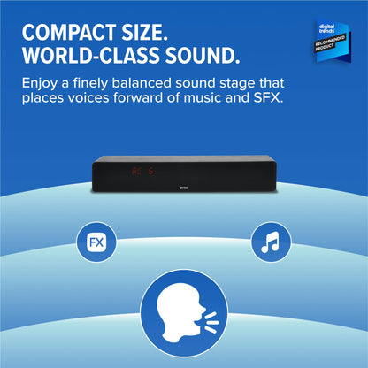 ZVOX Dialogue Clarifying Sound Bar - Patented Hearing Technology, AccuVoice TV Sound Bar with 12 Levels of Voice Boost, 17" Home Theater TV Speakers, Ideal for Smart TVs - AV157 Black