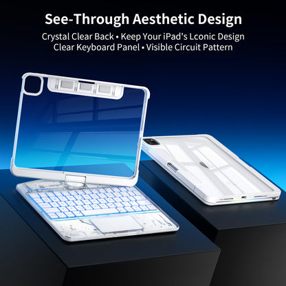 Uminy Clear Keyboard Case for iPad Air 13 & Pro 12.9, 360° Rotation, White