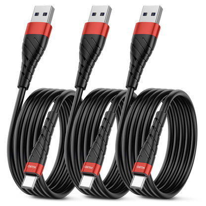 OIITH USB C Cable, USB A to USB C 3A Fast Charging (3FT 3Pack) Phone USB Type-C Charge Cable Android Charge Cord USB C Charger Cable for iPhone 15 Plus/Pro/Pro Max/Samsung/Pad/Laptop/LG/-Red