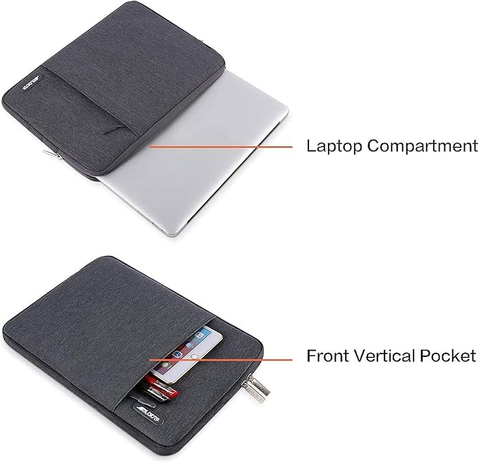 MOSISO Laptop Case 13.3 inch, 13-13.3 inch Laptop Sleeve Compatible with MacBook Air/Pro 13 / Pro 14, HP Dell ASUS Lenovo Notebook, Polyester Vertical Computer Sleeve Bag with Pocket, Space Gray