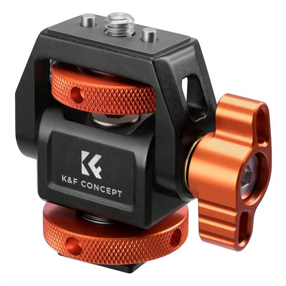 K&F Concept Adjustable Camera Monitor Mount, Aluminum Camera Mount 360° Swivel 180° Tilt with Cold Shoe 1/4" Screw ARRI Anti-Twist Design for 5" & 7" Field Monitor DSLR Action Camera