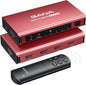 HDMI Switch 5 in 1 Out 4K@60Hz, GANA HDMI Splitter Switcher with Remote, Aluminum HDMI 2.0 Switch Box Hub for 3D, HDCP2.2, HDR, Compatible with Xbox, PS5/4/3,Fire Stick,Roku,Blu-Ray Player, Red